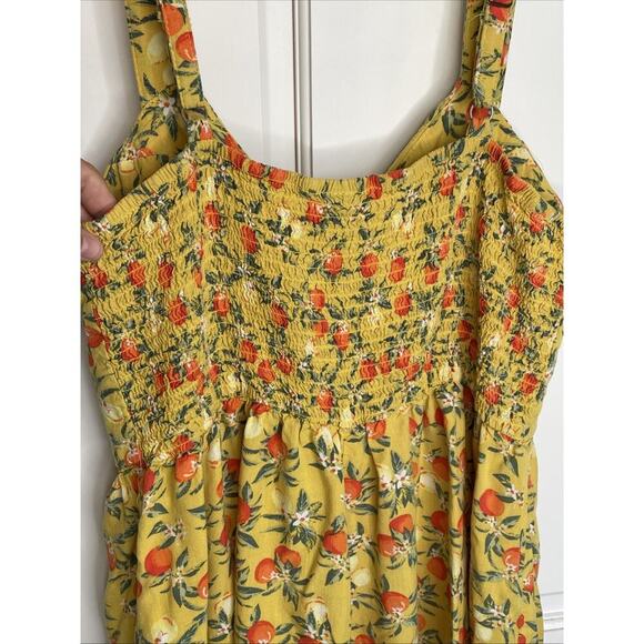 Wild Fable Women's Boho Citrus Sleeveless Romper Sz L Retro Pinup Flowy Smocking - Picture 6 of 13